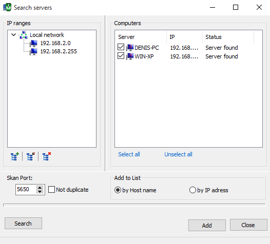 Server search Server search