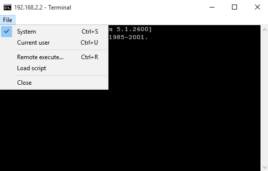 Telnet menu.