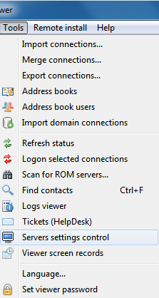 Tools – Servers settings control