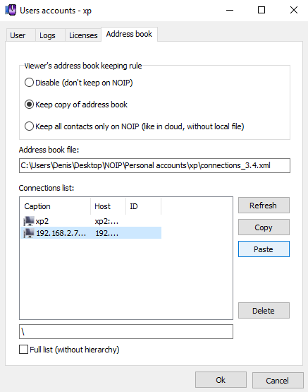 paste contacts