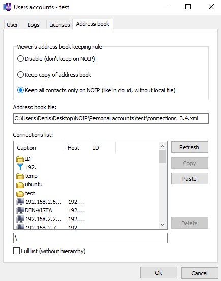 keep all contacts only on NOIP