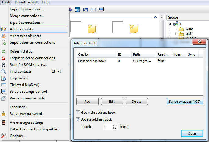 On Viewer side in the address book