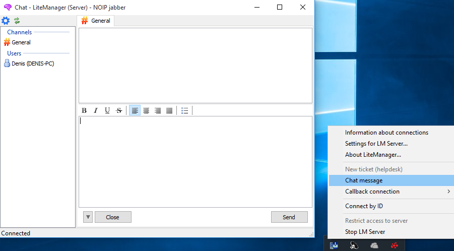 Server open chat window