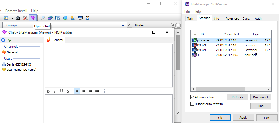 Viewer open chat window