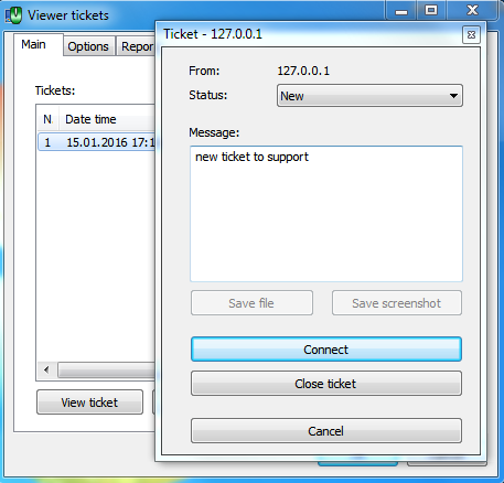 open the ticket