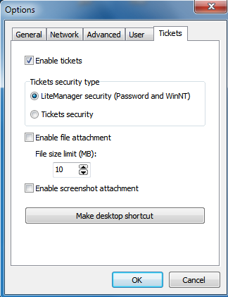check the checkbox «Enable tickets