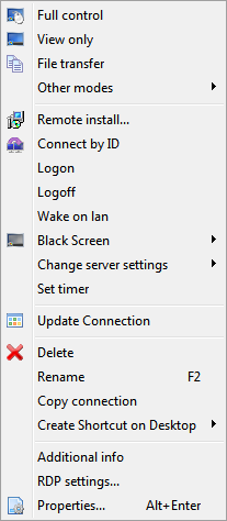 Context menu Connection