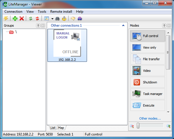 Select the connection for installation
