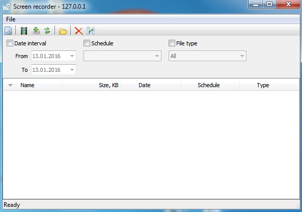 Screen recorder main window