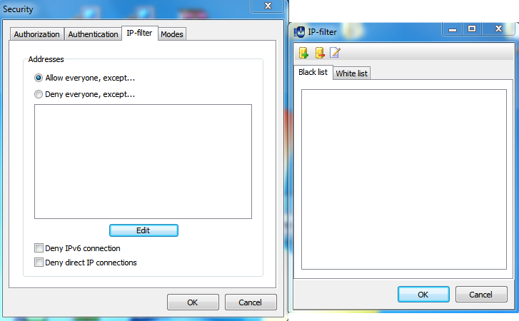 IP filter can be enabled in the security settings
