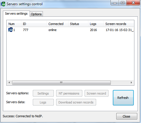 Viewer window displays information about the log file and screen record