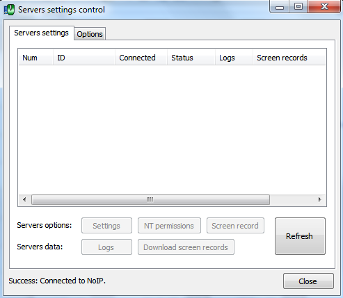  «Servers settings» refresh the list