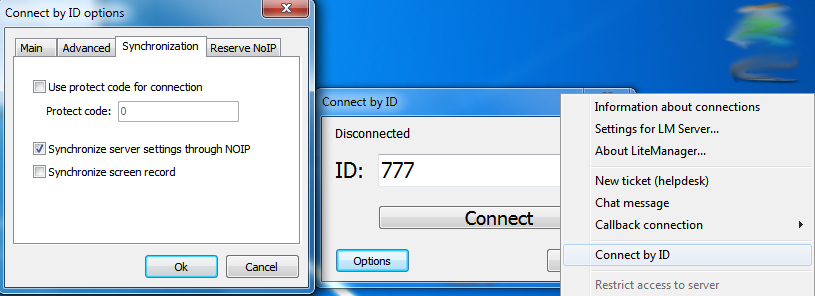 Synchronization server settings through NOIP
